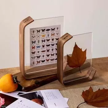 Прозрачная деревянная фоторамка для дисплея, износостойкий держатель для фотографий, декор для домашней спальни 6 inch чёрный