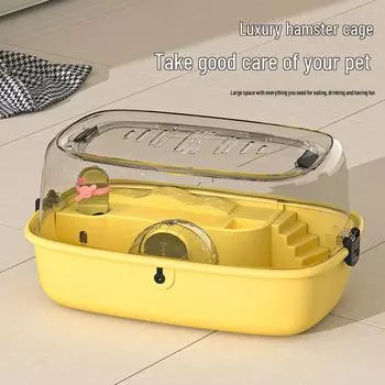 Прозрачная двухслойная клетка для хомяков с большим пространством и аксессуарами basic style розовый