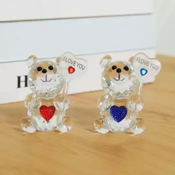 Прозрачная фигурка медведя, подарок на День святого Валентина, я люблю тебя, искусственный хрустальный медведь синий