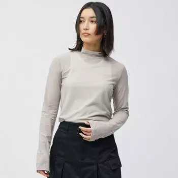 Прозрачная футболка GU by Uniqlo с высоким воротником и длинными рукавами