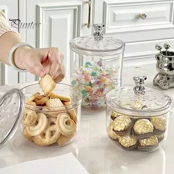 Прозрачная герметичная банка на 900/1400 мл с медвежьей ручкой, герметичная крышка, большая вместимость, многофункциональный контейнер для галантерейных товаров, орехов, зерновых, приправ, контейнер для чайных листьев S