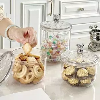 Прозрачная герметичная банка на 900/1400 мл с медвежьей ручкой, герметичная крышка, большая вместимость, многофункциональный контейнер для галантерейных товаров, орехов, зерновых, приправ, контейнер для чайных листьев 900ml