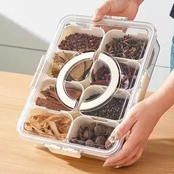 Прозрачная герметичная банка с крышкой, пластиковая пустая упаковка, бутылка, круглое ведро для хранения, банка для печенья, герметичные банки для пищевых продуктов, контейнер-цистерна Four-grid