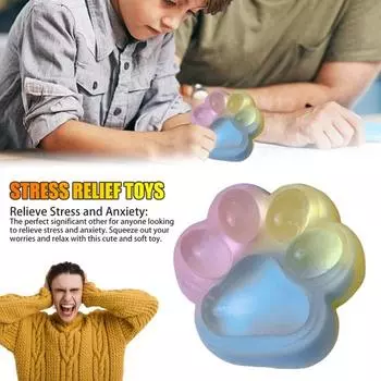 Прозрачная игрушка для снятия стресса «кошачья лапка», 3 цвета, сенсорная игрушка «кошачья лапка», для детей и подростков, для взрослых, мягкая игрушка-антистресс из термопластичной резины, игрушка-лапка для животных
