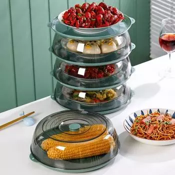 Прозрачная изоляционная крышка для посуды, многослойная, легко чистящаяся крышка для консервирования пищевых продуктов, крышка для овощей для домашнего использования зелёный