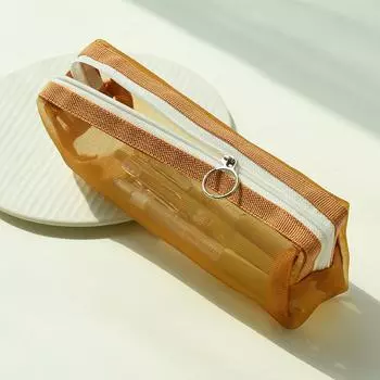 Прозрачная канцелярская сумка для карандашей, специальный нейлоновый сетчатый пенал для сдачи экзаменов, сумка-унисекс, переносная косметичка розовый