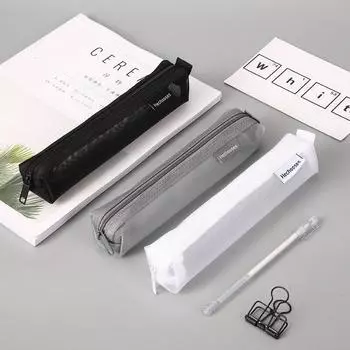 Прозрачная канцелярская сумка-карандаш, студенческий экзамен, специальный нейлоновый сетчатый чехол для ручек, унисекс, большая вместительная сумка, школьные принадлежности белый