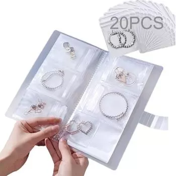 Прозрачная книга для хранения украшений для серег, колец, ожерелий, органайзер, 20 пакетов