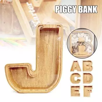 Прозрачная копилка, деревянный лоток для монет, футляр для хранения денег, коробка для сбережений, помогающая привычке экономить D