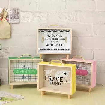 Прозрачная копилка Многофункциональная деревянная коробка для хранения денег и монет Универсальная деревянная коробка для денег и монет