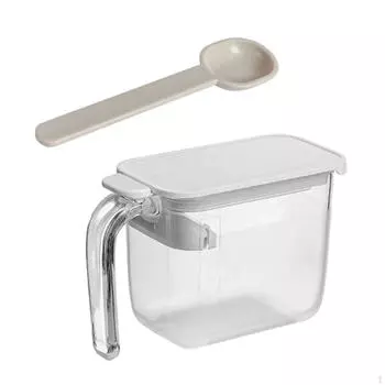 Прозрачная коробка для приправ, контейнер для хранения соли, баночки для специй с крышкой белый