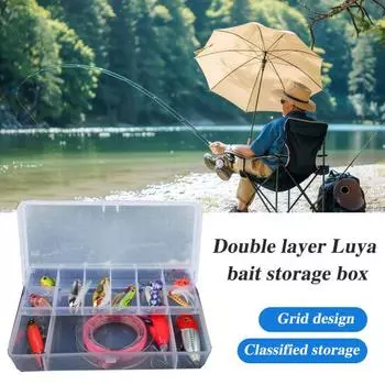 Прозрачная коробка для рыболовных приманок, двухслойная, с несколькими отделениями, портативная, водонепроницаемая, прочная, для искусственной рыбалки