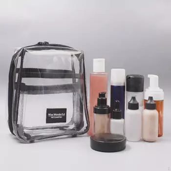 Прозрачная косметичка для макияжа, водонепроницаемый чехол 17x8x19 см для женщин и мужчин, большой вместительный чехол на молнии