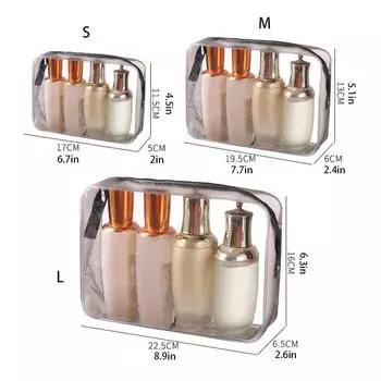 Прозрачная косметичка дорожная портативная сумка для хранения туалетных принадлежностей дорожная косметичка сумка для хранения большой карман и застежка-молния S чёрный