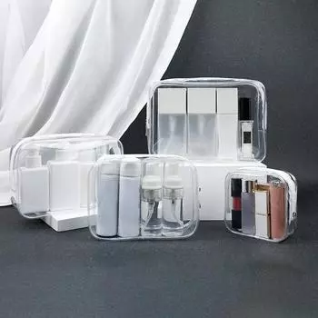 Прозрачная косметичка из ПВХ, женская прозрачная косметичка на молнии, косметичка для путешествий, органайзер для макияжа, сумка для хранения туалетных принадлежностей для ванны