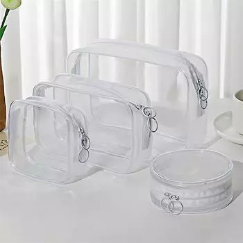 Прозрачная косметичка из ПВХ, женская прозрачная косметичка на молнии, косметичка для путешествий, органайзер для макияжа, сумка для хранения туалетных принадлежностей для ванны