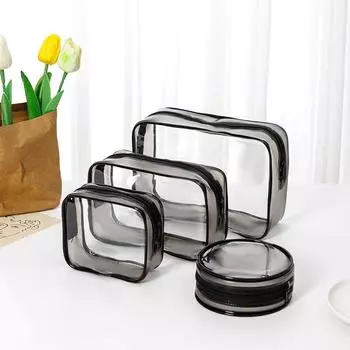 Прозрачная косметичка из ПВХ, женская сумка для хранения макияжа, водонепроницаемая сумка на молнии, портативный косметический органайзер, дорожная сумка для не... A2