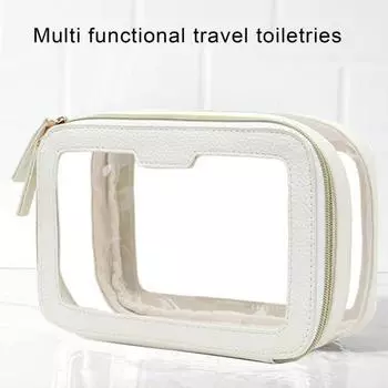 Прозрачная косметичка на молнии, видимая, большая, портативная, квадратной формы, водонепроницаемая, вместительная, для наружного бизнеса белый