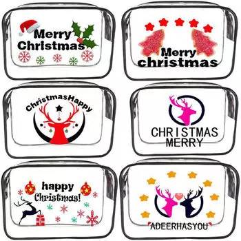 Прозрачная косметичка Рождественские украшения Креативная сумка из ПВХ Косметические кисти для хранения Дамы Женщины Рождественские подарки Style 2