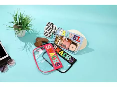 Прозрачная косметичка с буквами для пляжа и путешествий Emerald. 30*21 изумрудный