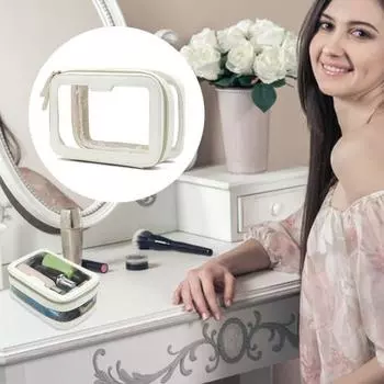 Прозрачная косметичка с застежкой-молнией, водонепроницаемая, видимая, портативная, квадратной формы, большая вместимость, уличная косметичка для деловой поездки, косметичка для туалетных принадлежностей чёрный