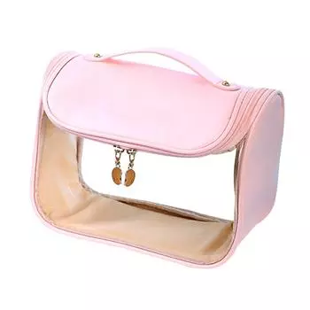 Прозрачная косметичка Стильная водонепроницаемая застежка-молния Прозрачная косметичка с ручкой для переноски Портативная