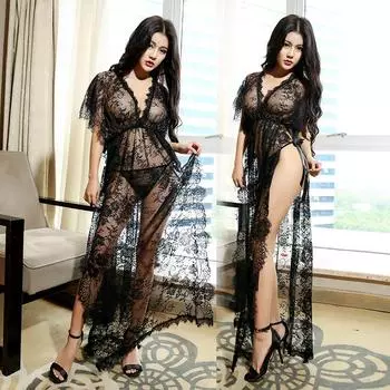 Прозрачная кружевная сексуальная ночная сорочка большого размера - Европейский и американский дизайн One Size