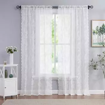 Прозрачная кружевная занавеска, универсальная, простая в установке, винтажная, прозрачная, с цветочным принтом, готическая занавеска для спальни, роскошные светофильтрующие шторы, обработка окон M зелёный