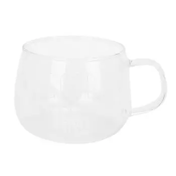 Прозрачная кружка для кофе из боросиликатного стекла с ручкой для молока, чая, коктейлей, напитковБелая этикетка