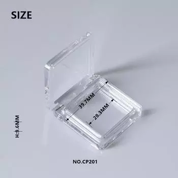 Прозрачная квадратная коробка для румян одного цвета с пустым поддоном without aluminum plate, 39.7mm*39.7mm*9.6mm прозрачный