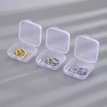 Прозрачная квадратная шкатулка для хранения ювелирных изделий, сережек, пыленепроницаемый и антиоксидантный пластик, портативная, бесплатная шкатулка для ювелирных изделий. 3.5*3.5*1.7cm