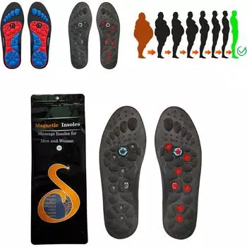 Прозрачная магнитная стелька, дышащая стелька, беговая спортивная амортизирующая массажная стелька M чёрный