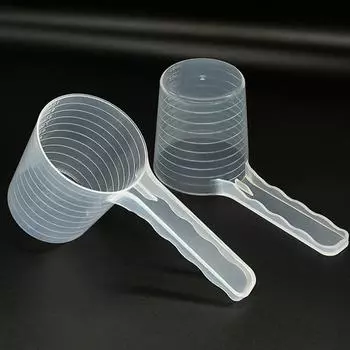 Прозрачная мерная ложка для домашних животных со шкалой Пластиковая лопатка для кормления собак и кошек Посуда для домашних животных 50 г 100 мл 54x58x124mm