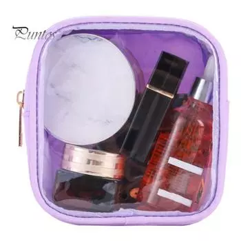 Прозрачная мини-косметичка, прозрачная косметичка на молнии, ПВХ, водонепроницаемая дорожная косметичка, органайзер, портмоне для женщин и девочек розы красного