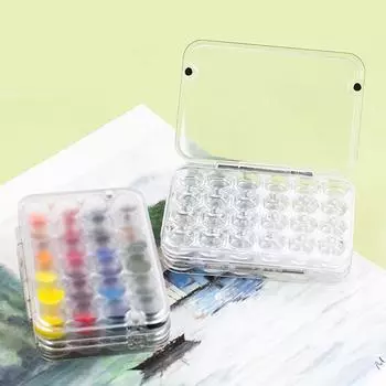 Прозрачная мини-палитра для акварели 24 сетки коробка для красок портативный лоток для акварели офисы