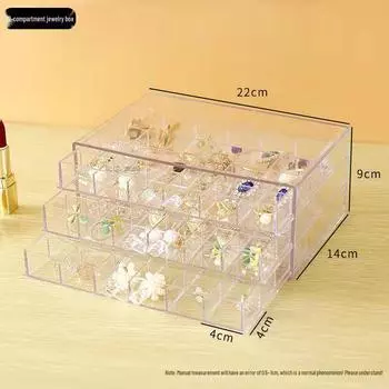 Прозрачная многослойная акриловая шкатулка для хранения ювелирных изделий с большими отделениями для серег