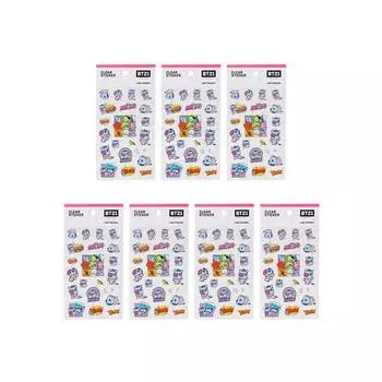 Прозрачная наклейка Line Friends BT21, часть 2, сетка, 7 шт.