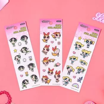 Прозрачная наклейка с печатью Ten by Ten Powerpuff Girls (Цветок/Лютик/Пузырь), популярная фраза в Корее