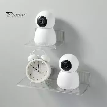 Прозрачная настенная полка без дрели, противоскользящая, большая несущая полка для хранения в ванной, гостиной S прозрачный