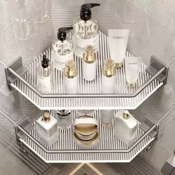 Прозрачная настенная полка для хранения вещей без сверления, прочное несущее настенное крепление, устойчивое к царапинам, многофункциональный треугольный держатель для хранения вещей A