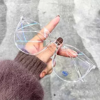 Прозрачная оправа для компьютерных очков для женщин и мужчин, круглые очки против синего света чистый