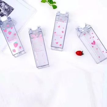 Прозрачная печать для девочек, креативная квадратная пластиковая чашка для молока большой емкости, чашка для воды, чашка