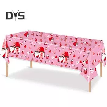 Прозрачная печать на столешнице Праздничный роман ко Дню святого Валентина Розовая скатерть с сердечками для декора