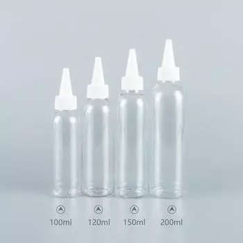 Прозрачная ПЭТ-бутылка для косметической упаковки (100мл/120мл/150мл/200мл) с заостренной крышкой для рта 100ml белый