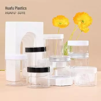 Прозрачная пластиковая банка для крема для лица объемом 80 мл/100 мл с широким горлом и вращающейся крышкой 47 tooth 20ml чёрный