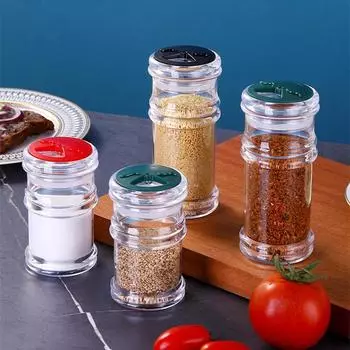 Прозрачная пластиковая банка для специй, кухонная бутылка для приправ, вращающаяся пористая емкость для соли, шейкер для перца и барбекю, инструменты для хранения приправ