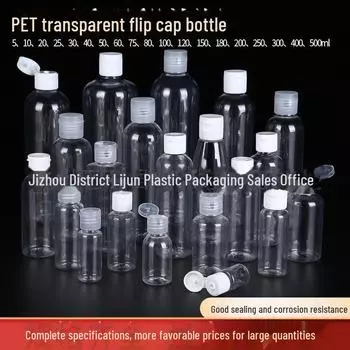 Прозрачная пластиковая бутылка из ПЭТ с крышками-бабочками и откидными колпачками - 50 мл, 60 мл, 100 мл - идеально подходит для хранения лосьона, шампуня и жидкости 25 ml; transparent cap