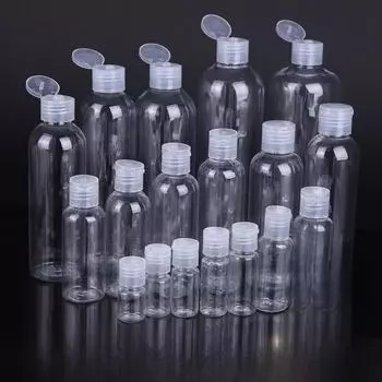 Прозрачная пластиковая бутылка из ПЭТ с откидной крышкой-бабочкой - доступна в объемах 30 мл, 50 мл, 100 мл для косметики и лосьонов 10 ml