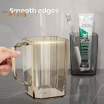 Прозрачная пластиковая чашка для полоскания рта с ручкой. Чашка для полоскания без запаха. Легко чистится. Зубная чашка без заусенцев. Держатель зубной щетки для дома. Ванная комната. Путешествия. чёрный