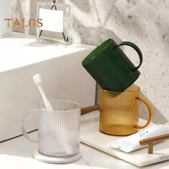 Прозрачная пластиковая чашка для полоскания рта с полосатой текстурой. Держатель для домашней зубной щетки. Легко чистится. Нескользящее дно. Современные простые чашки для мытья дома. зелёный